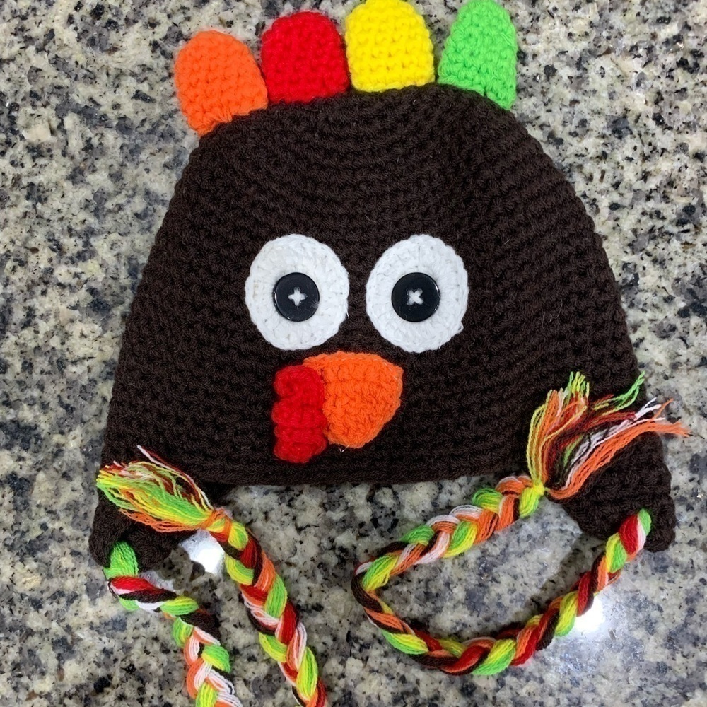 Turkey Hat Beanie Kids Crochet Fall Thanksgiving NEW - Picture 4 of 4